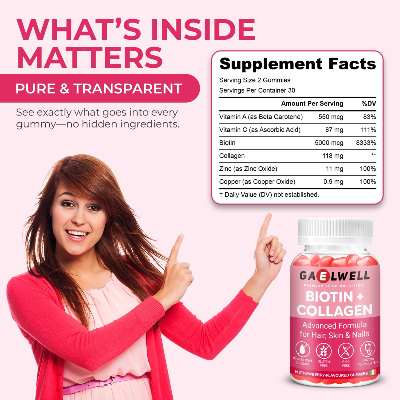 Gaelwell™ Ultimate Wellness Duo (Biotin + Collagen Gummies and Women’s Probiotic Gummies )