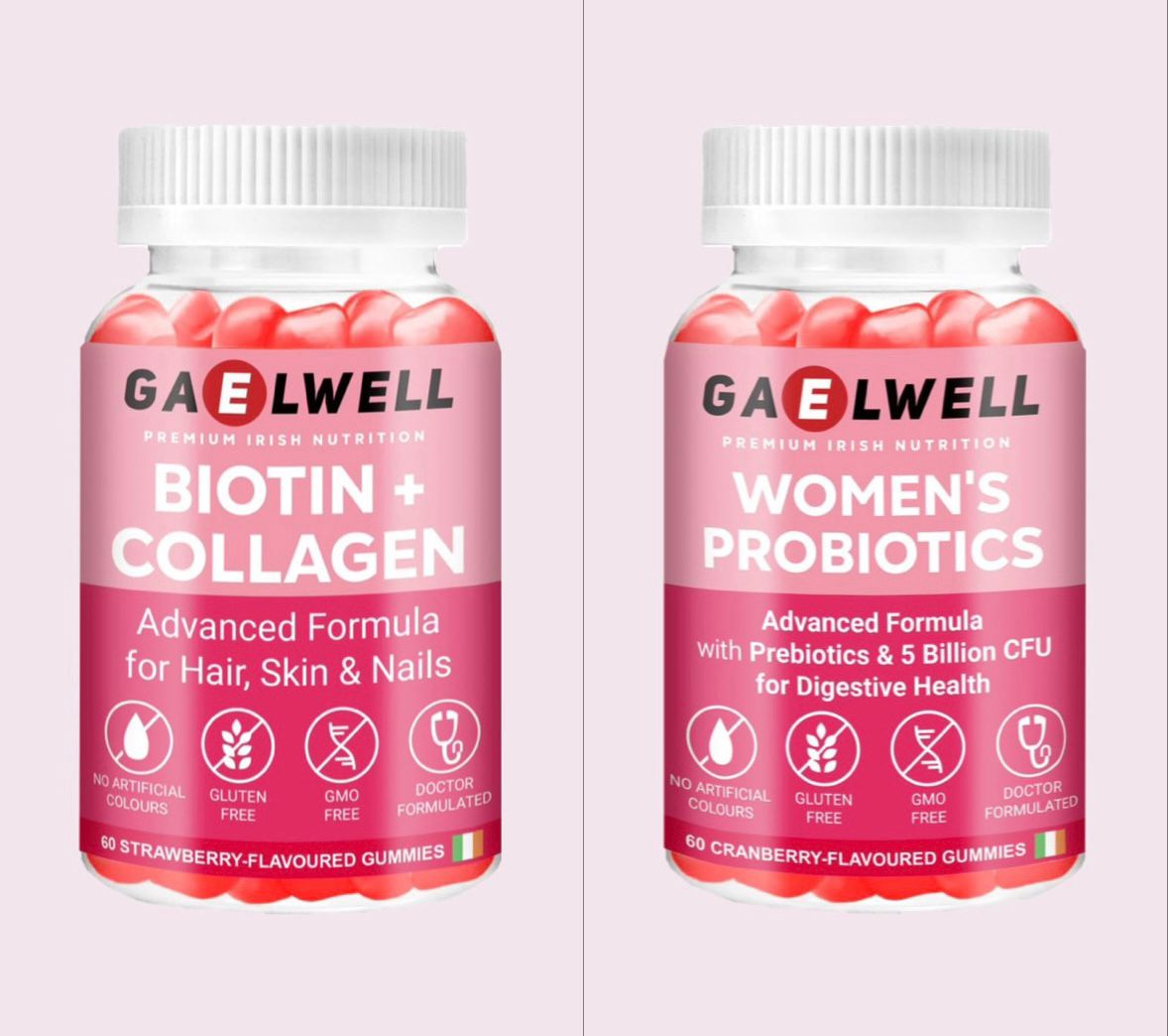 Gaelwell™ Ultimate Wellness Duo (Biotin + Collagen Gummies and Women’s Probiotic Gummies )
